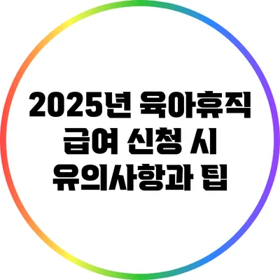 2025년 육아휴직 급여 신청 시 유의사항과 팁