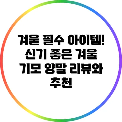 겨울 필수 아이템! 신기 좋은 겨울 기모 양말 리뷰와 추천
