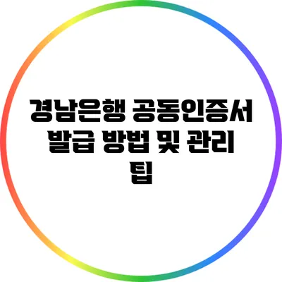 경남은행 공동인증서: 발급 방법 및 관리 팁