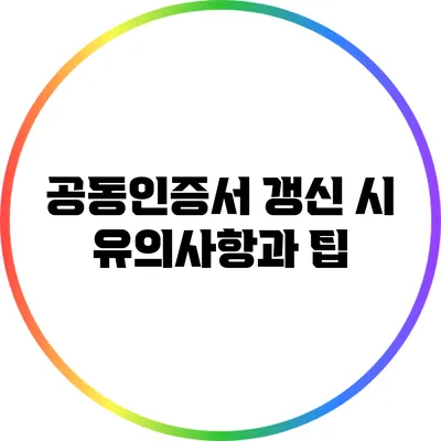 공동인증서 갱신 시 유의사항과 팁
