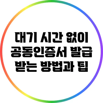 대기 시간 없이 공동인증서 발급 받는 방법과 팁
