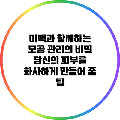 미백과 함께하는 모공 관리의 비밀: 당신의 피부를 화사하게 만들어 줄 팁