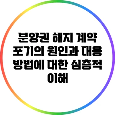 분양권 해지: 계약 포기의 원인과 대응 방법에 대한 심층적 이해