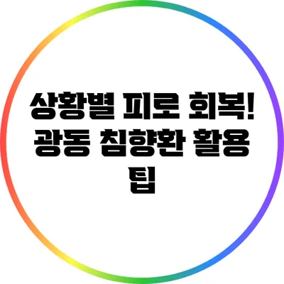 상황별 피로 회복! 광동 침향환 활용 팁