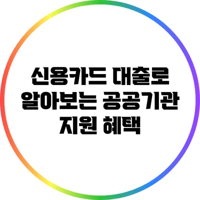 신용카드 대출로 알아보는 공공기관 지원 혜택