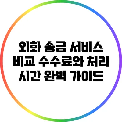 외화 송금 서비스 비교: 수수료와 처리 시간 완벽 가이드