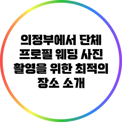 의정부에서 단체 프로필 웨딩 사진 촬영을 위한 최적의 장소 소개