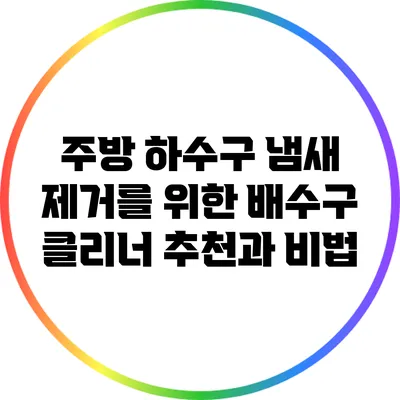 주방 하수구 냄새 제거를 위한 배수구 클리너 추천과 비법