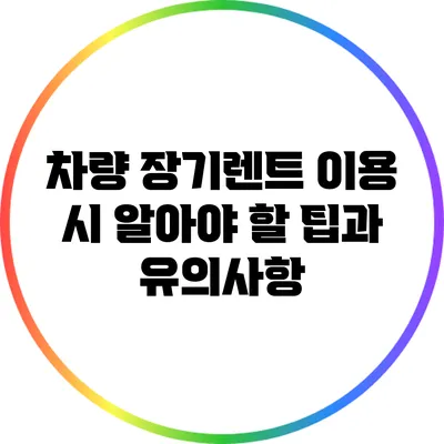 차량 장기렌트 이용 시 알아야 할 팁과 유의사항