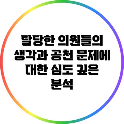 탈당한 의원들의 생각과 공천 문제에 대한 심도 깊은 분석
