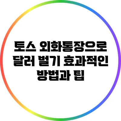 토스 외화통장으로 달러 벌기: 효과적인 방법과 팁