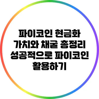파이코인 현금화 가치와 채굴 총정리: 성공적으로 파이코인 활용하기