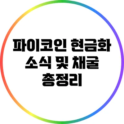 파이코인 현금화 소식 및 채굴 총정리