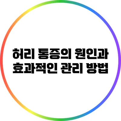 허리 통증의 원인과 효과적인 관리 방법