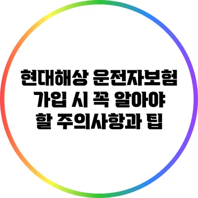 현대해상 운전자보험 가입 시 꼭 알아야 할 주의사항과 팁