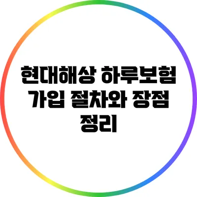 현대해상 하루보험 가입 절차와 장점 정리