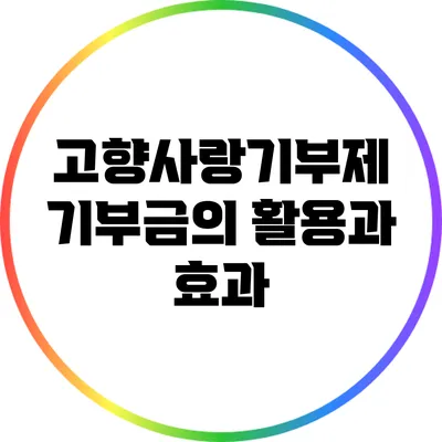고향사랑기부제 기부금의 활용과 효과