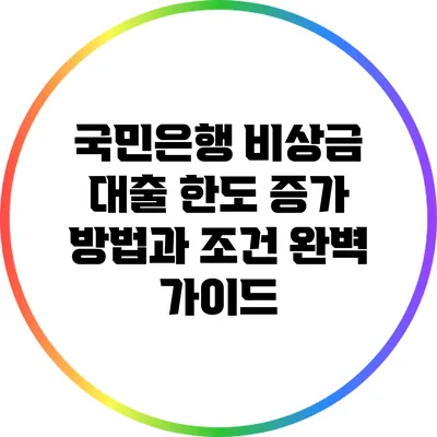 국민은행 비상금 대출 한도 증가 방법과 조건 완벽 가이드
