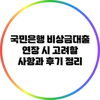 국민은행 비상금대출 연장 시 고려할 사항과 후기 정리