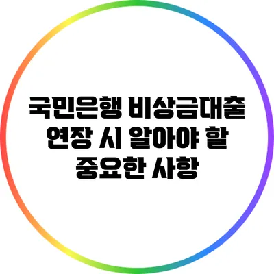 국민은행 비상금대출 연장 시 알아야 할 중요한 사항