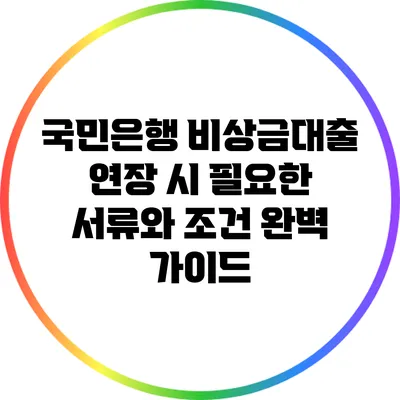 국민은행 비상금대출 연장 시 필요한 서류와 조건 완벽 가이드