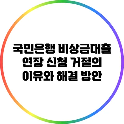 국민은행 비상금대출 연장 신청 거절의 이유와 해결 방안