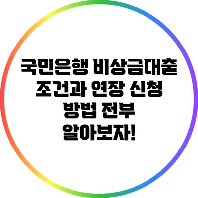 국민은행 비상금대출 조건과 연장 신청 방법 전부 알아보자!