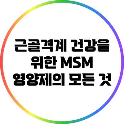 근골격계 건강을 위한 MSM 영양제의 모든 것
