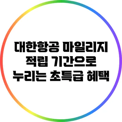 대한항공 마일리지 적립 기간으로 누리는 초특급 혜택