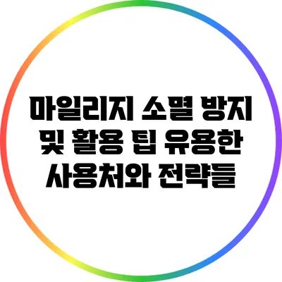 마일리지 소멸 방지 및 활용 팁: 유용한 사용처와 전략들