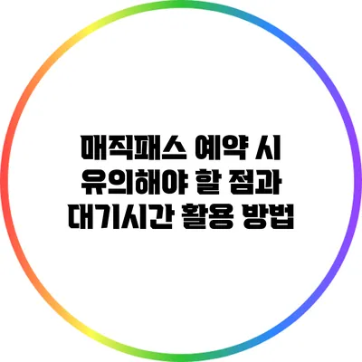 매직패스 예약 시 유의해야 할 점과 대기시간 활용 방법