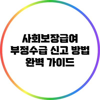 사회보장급여 부정수급 신고 방법 완벽 가이드