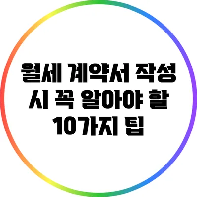 월세 계약서 작성 시 꼭 알아야 할 10가지 팁