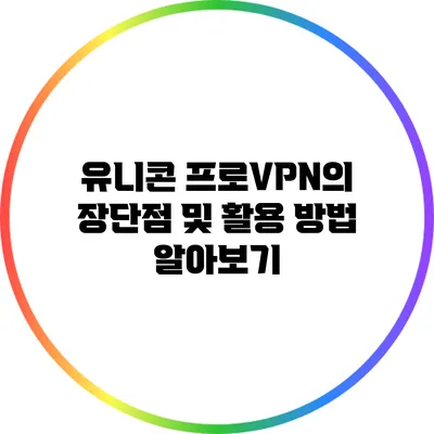 유니콘 프로VPN의 장단점 및 활용 방법 알아보기