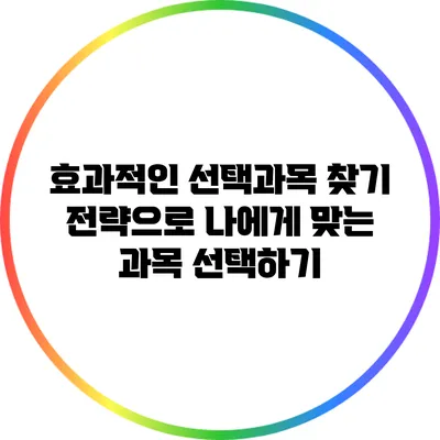 효과적인 선택과목 찾기 전략으로 나에게 맞는 과목 선택하기