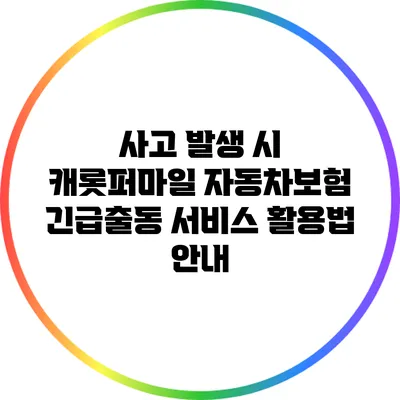 사고 발생 시 캐롯퍼마일 자동차보험 긴급출동 서비스 활용법 안내