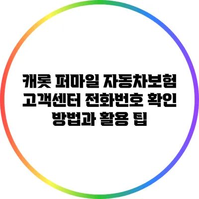 캐롯 퍼마일 자동차보험 고객센터 전화번호 확인 방법과 활용 팁